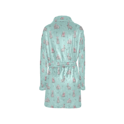 Bunny Pattern Print Design 02 Women's Fleece Robe
