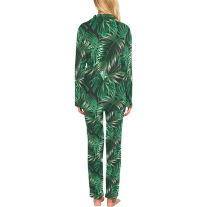 Tropical Flower Pattern Print Design TF012 Women's Long Pajama Set