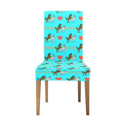 Horse Couple Love Print Design LKS309 Dining Chair Slipcover