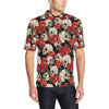 Skull Red Rose Men Polo Shirt