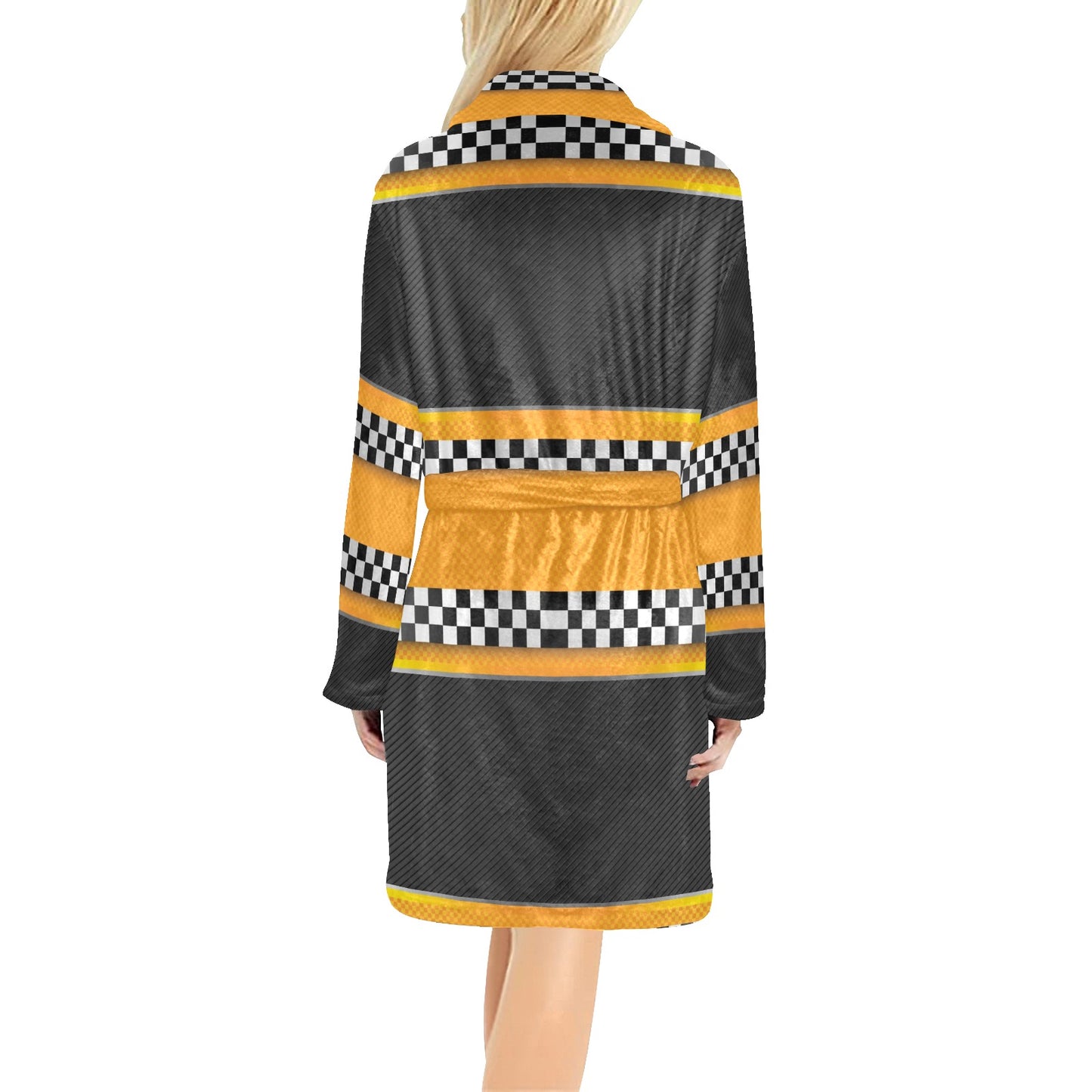 Checkered Pattern Print Design 01 Women's Fleece Robe