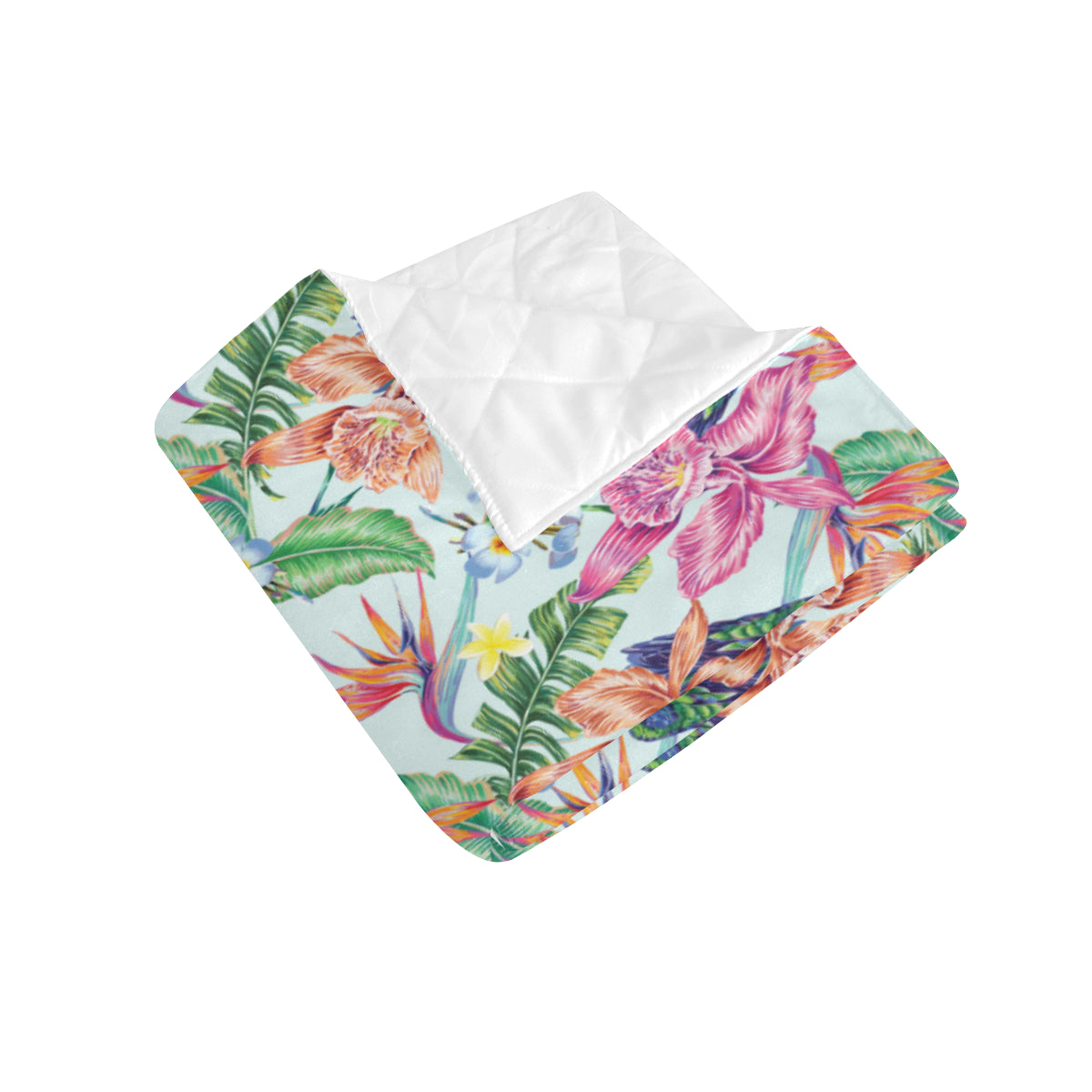 Hummingbird Tropical Pattern Print Design 05 Premium Quilt