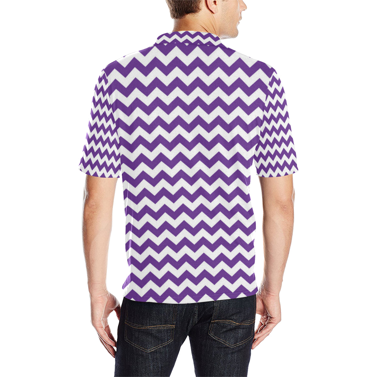 Chevron Purple Pattern Print Design 03 Men Polo Shirt
