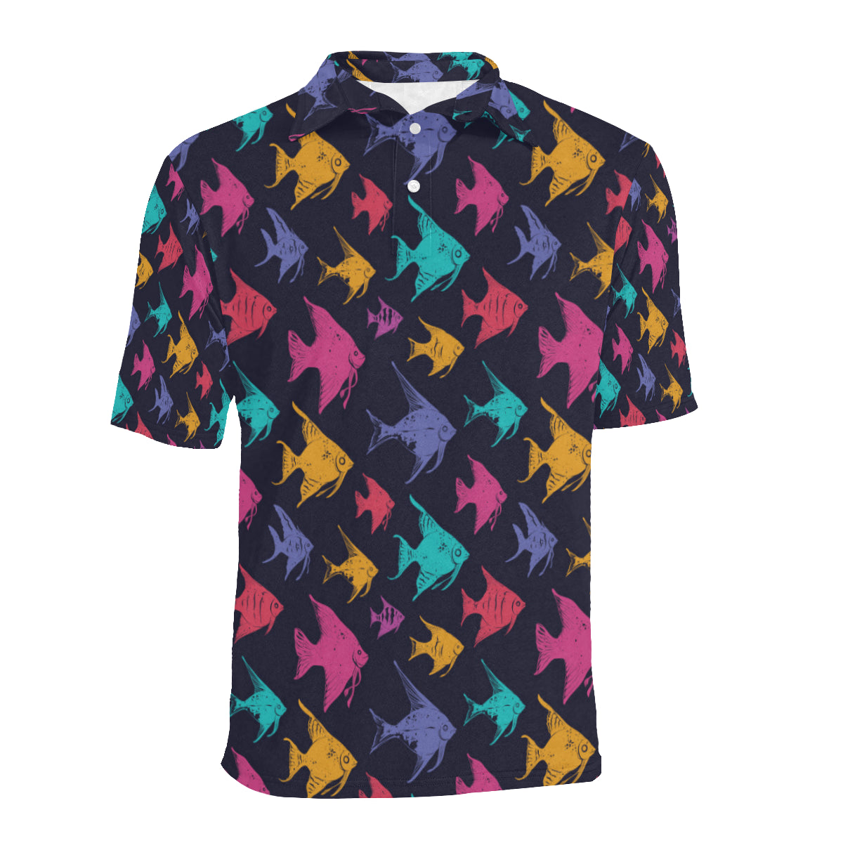 Angelfish Colorful Pattern Print Design 03 Men Polo Shirt