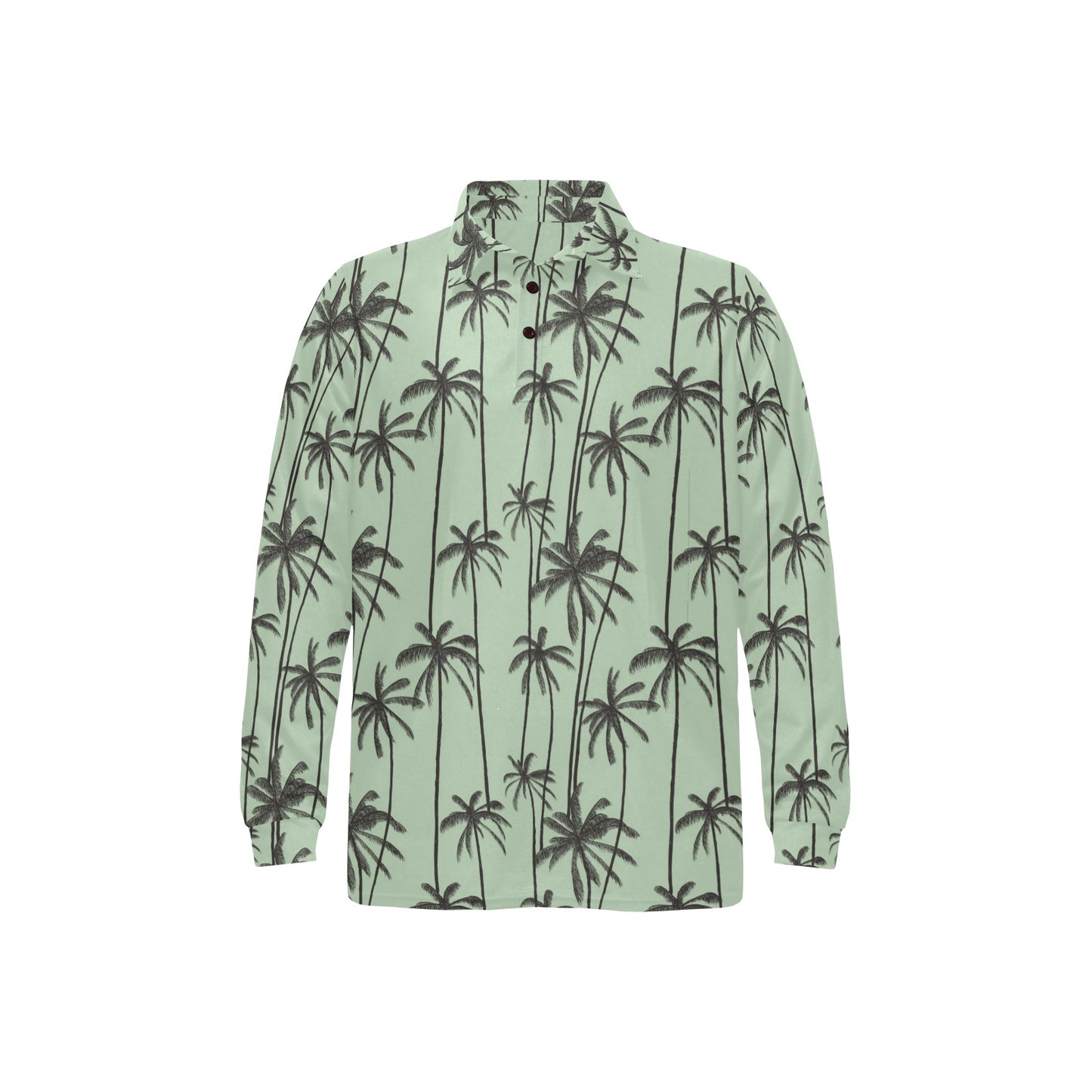 Palm Tree Pattern Print Design A04 Long Sleeve Polo Shirt For Men's