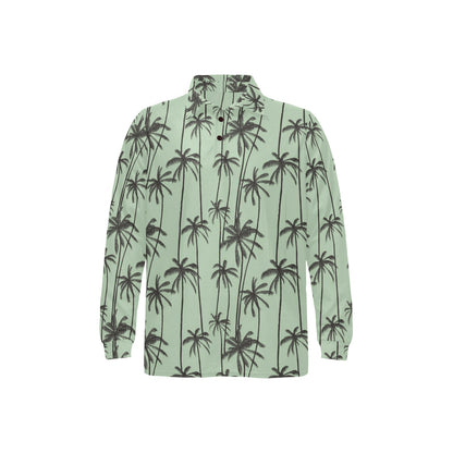 Palm Tree Pattern Print Design A04 Long Sleeve Polo Shirt For Men's