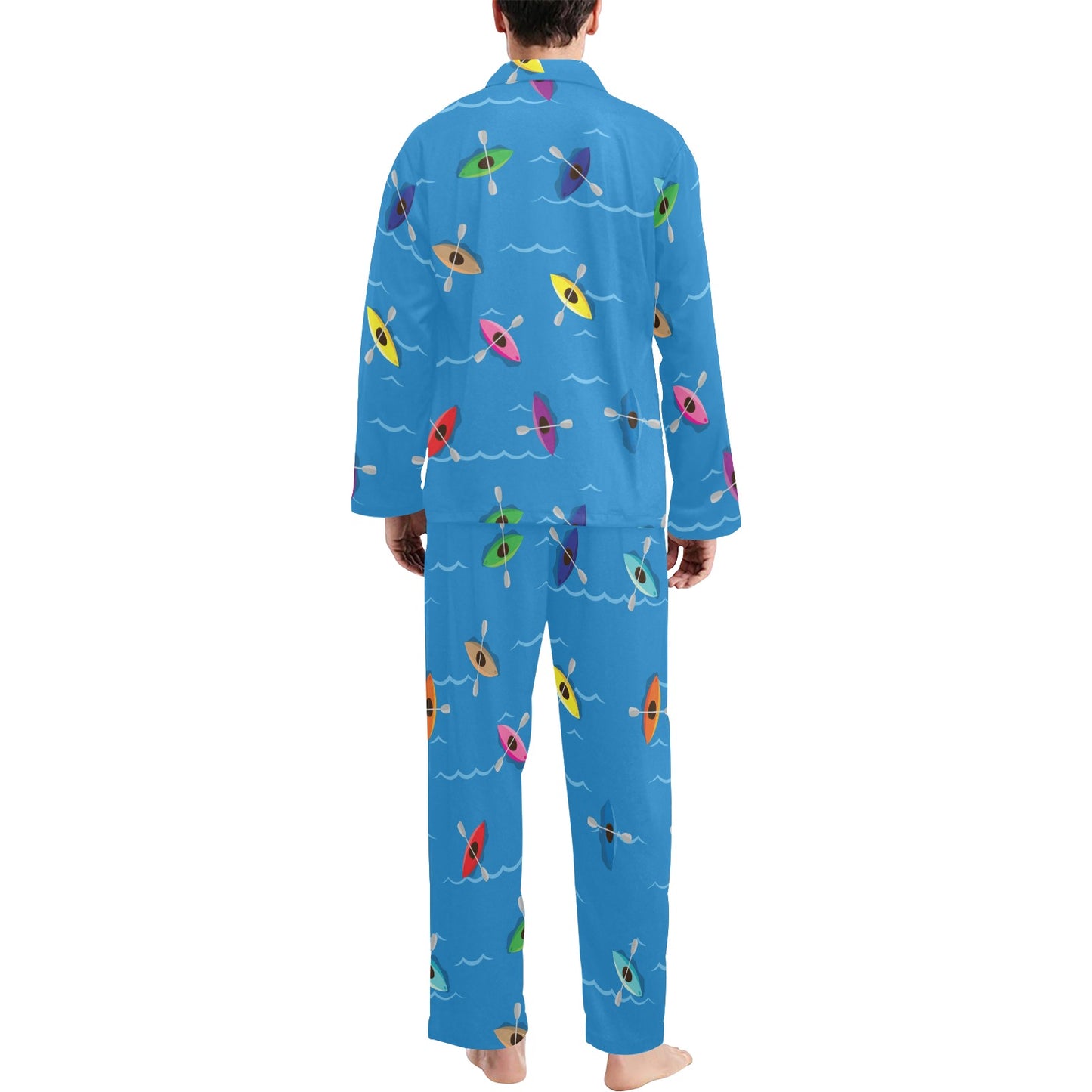 Kayak Pattern Print Design 03 Men's Long Pajama Set