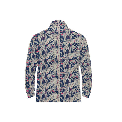 Bird Of Paradise Pattern Print Design 03 Long Sleeve Polo Shirt For Men's