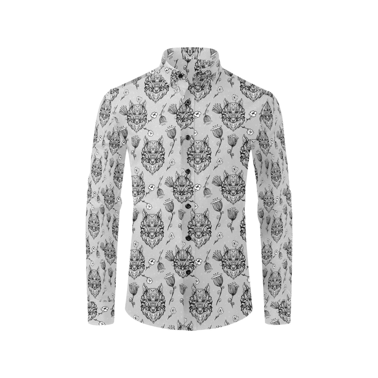 Tribal Pattern Print Design LKS306 Men's Long Sleeve Dress Shirt