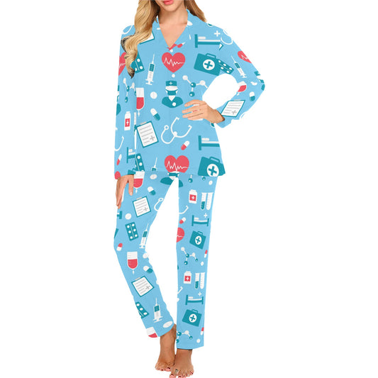Nurse Pattern Print Design A03 Women's Long Pajama Set