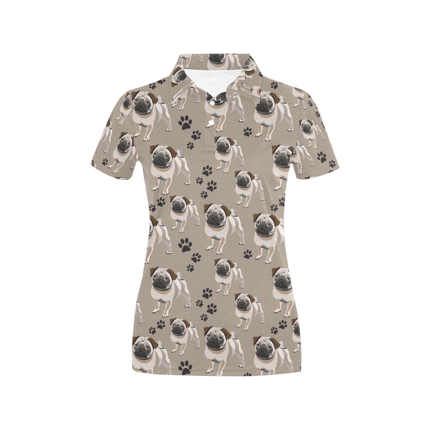 Pug Pattern Print Design A04 Women's Polo Shirt