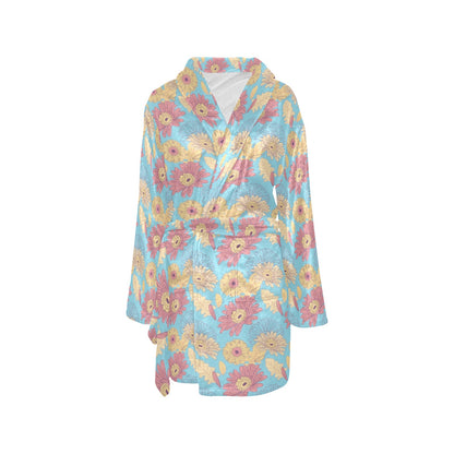 Gerberas Pattern Print Design GB04 Women's Fleece Robe