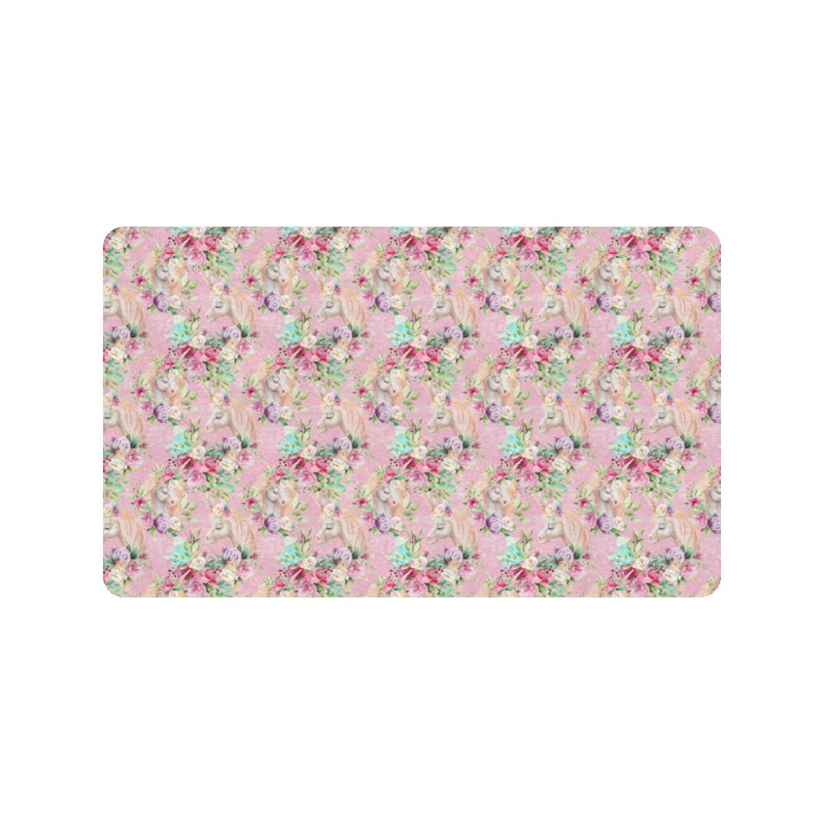 Unicorn Princess with Rose Rubber Doormat