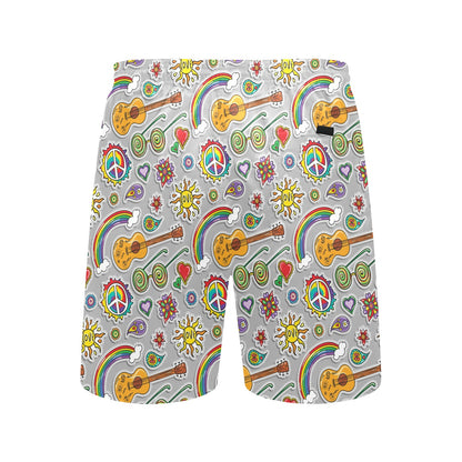 Hippie Print Design LKS306 Men's Swim Trunks Beach Shorts