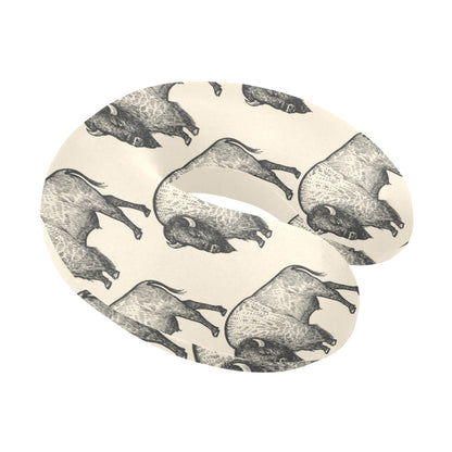 Bison Pattern Print Design 02 U-Shaped Travel Neck Pillow