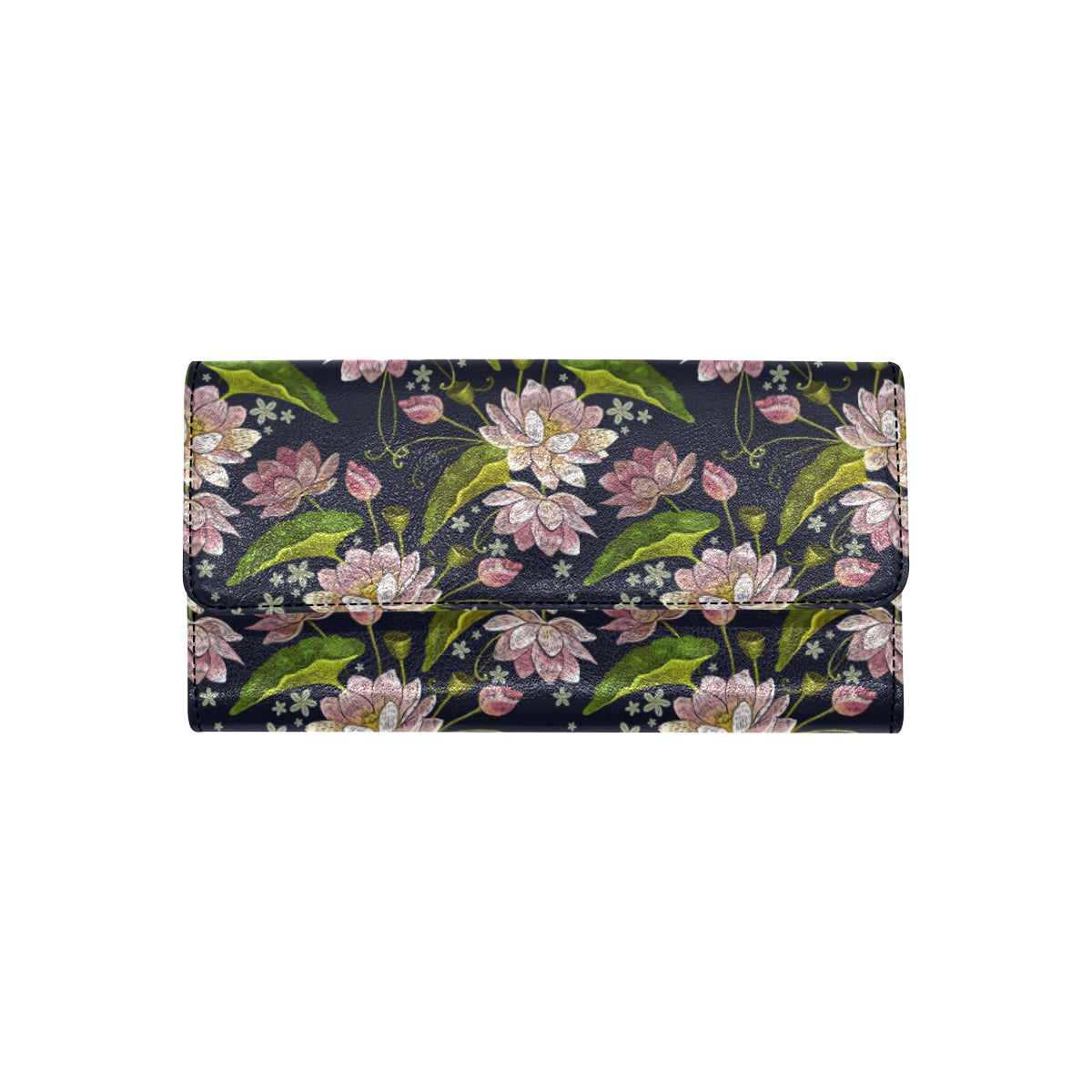 lotus Embroidered Pattern Print Design LO06 Women's Trifold Wallet