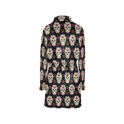 Sugar Skull Print Design LKS304 Women's Fleece Robe