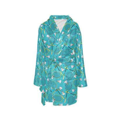 Badminton Pattern Print Design 06 Women's Fleece Robe
