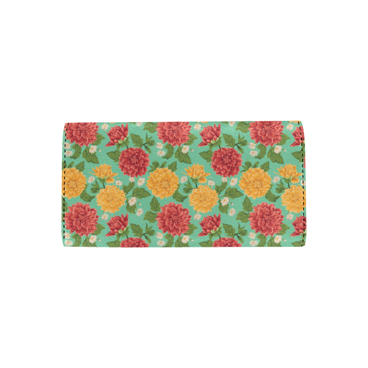 Dahlia Pattern Print Design DH011 Women's Trifold Wallet