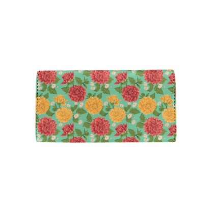 Dahlia Pattern Print Design DH011 Women's Trifold Wallet