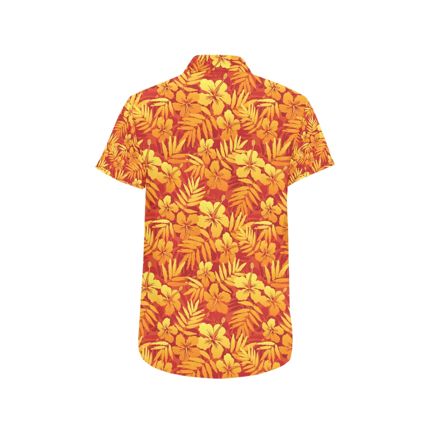 Hibiscus Summer Print Design LKS302 Men Short Sleeve Button Up Shirt