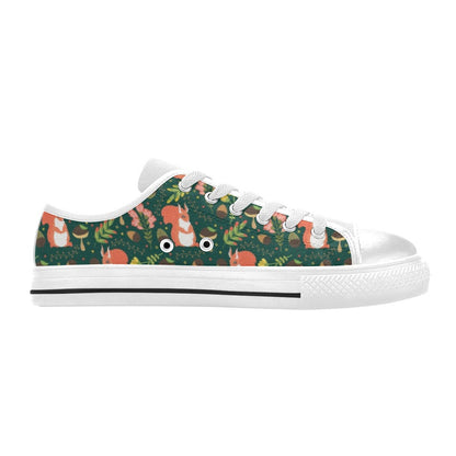Squirrel Print Design LKS302 Women's White Low Top Shoes