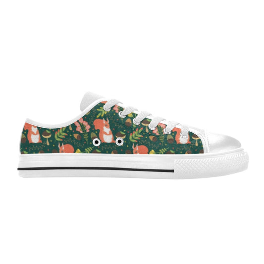 Squirrel Print Design LKS302 Women's White Low Top Shoes