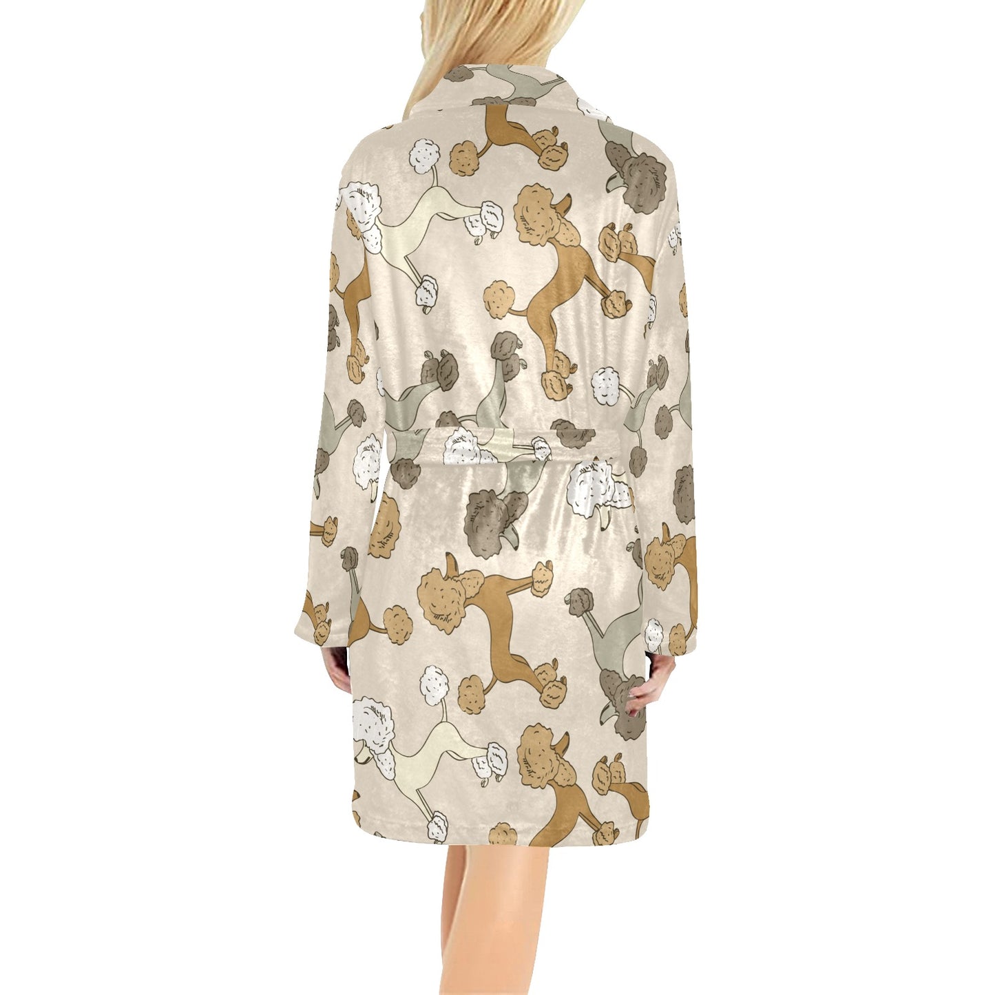 Poodle Pattern Print Design A01 Women's Fleece Robe