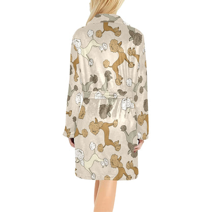 Poodle Pattern Print Design A01 Women's Fleece Robe