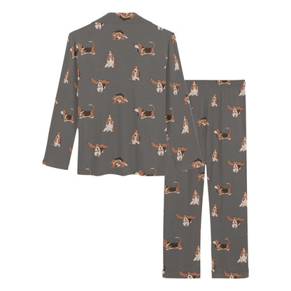 Basset Hound Pattern Print Design 03 Women's Long Pajama Set