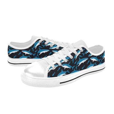 Shark Print Design LKS303 Women's White Low Top Shoes