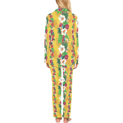 Hawaiian Themed Pattern Print Design H09 Women's Long Pajama Set