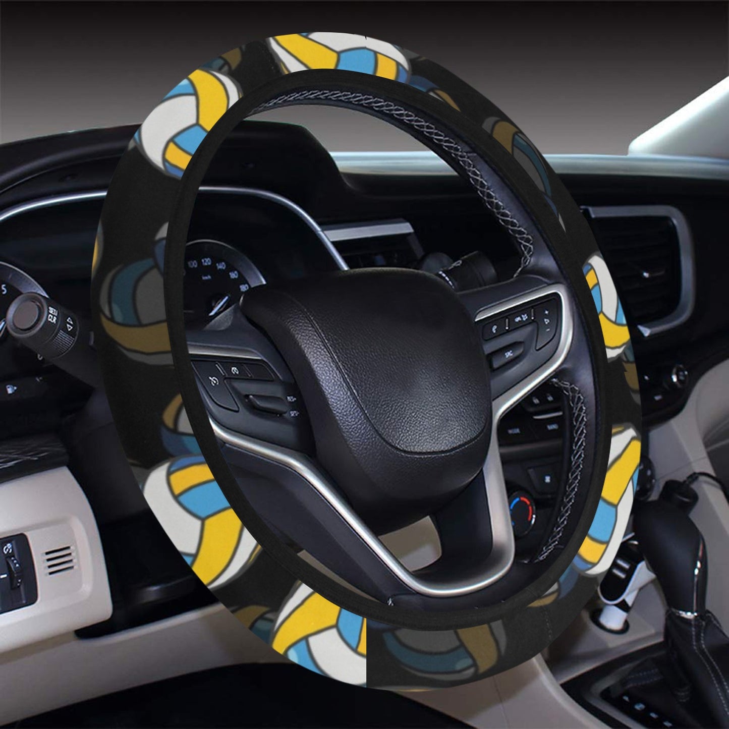 Volleyball Print Design LKS302 Steering Wheel Cover with Elastic Edge