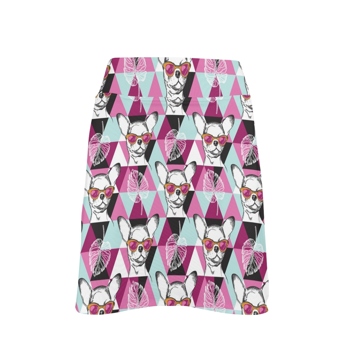Chihuahua Cute Triangle Pattern 17" Golf & Pickleball Skort with Pockets