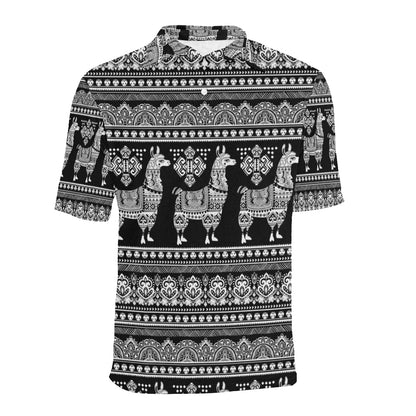 Llama Aztec Style Pattern Print Design 01 Men Polo Shirt