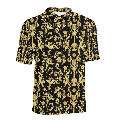 Baroque Golden Pattern Print Design 04 Men Polo Shirt