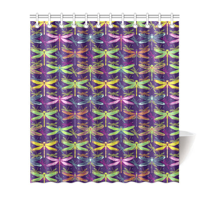 Dragonfly Neon Color Print Pattern Shower Curtain