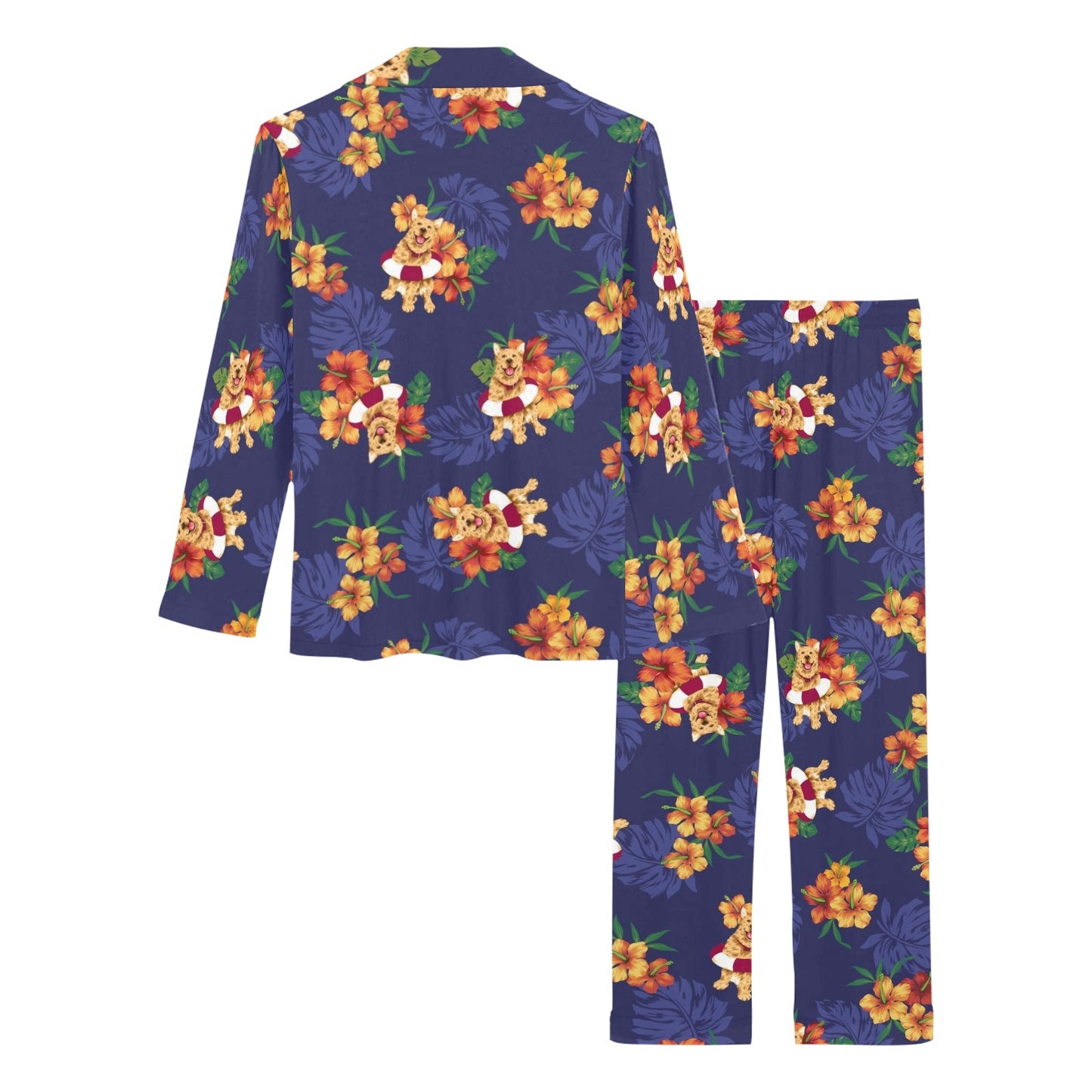 Hawaiian Themed Pattern Print Design H02 Women's Long Pajama Set