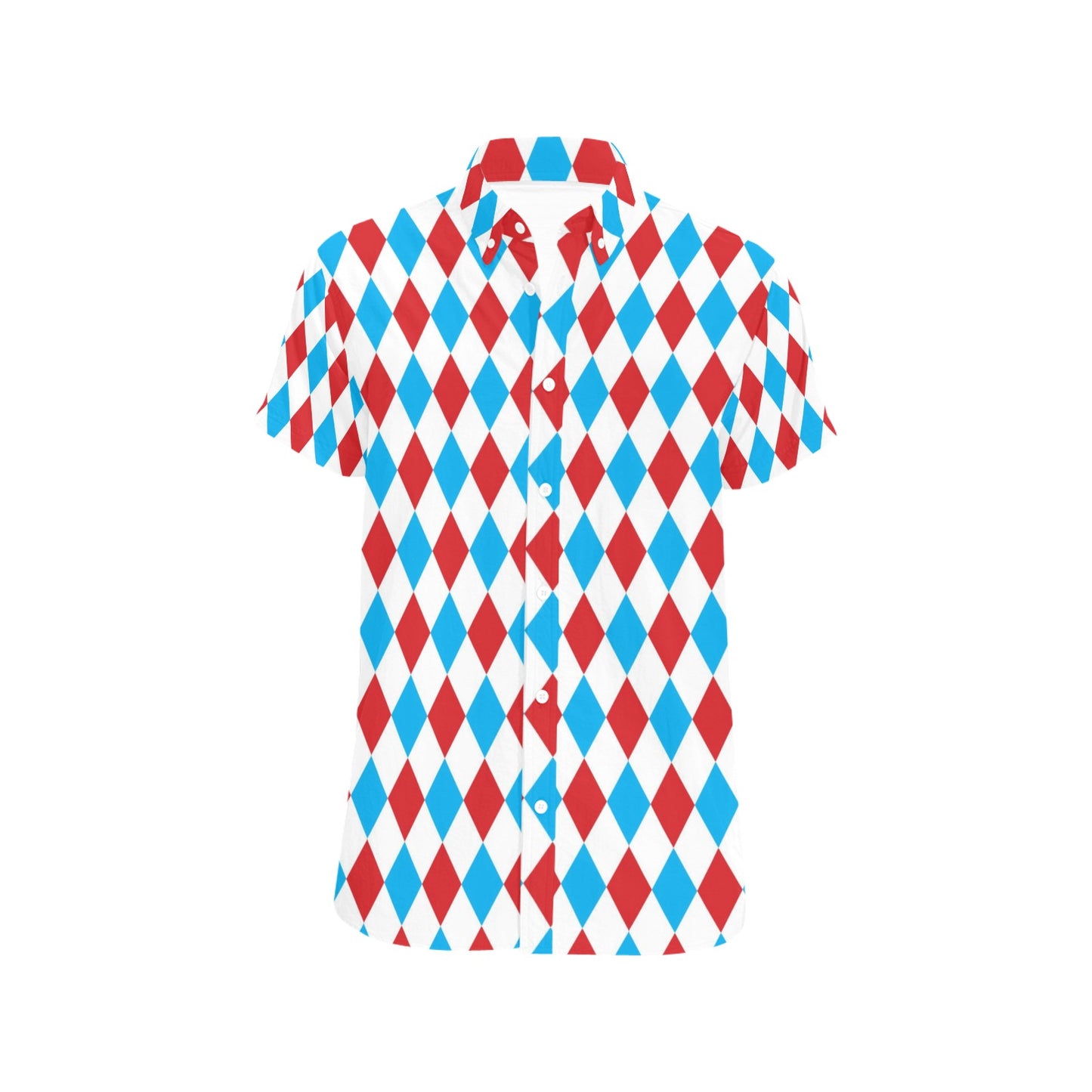 Harlequin Print Design LKS402 Men Short Sleeve Button Up Shirt