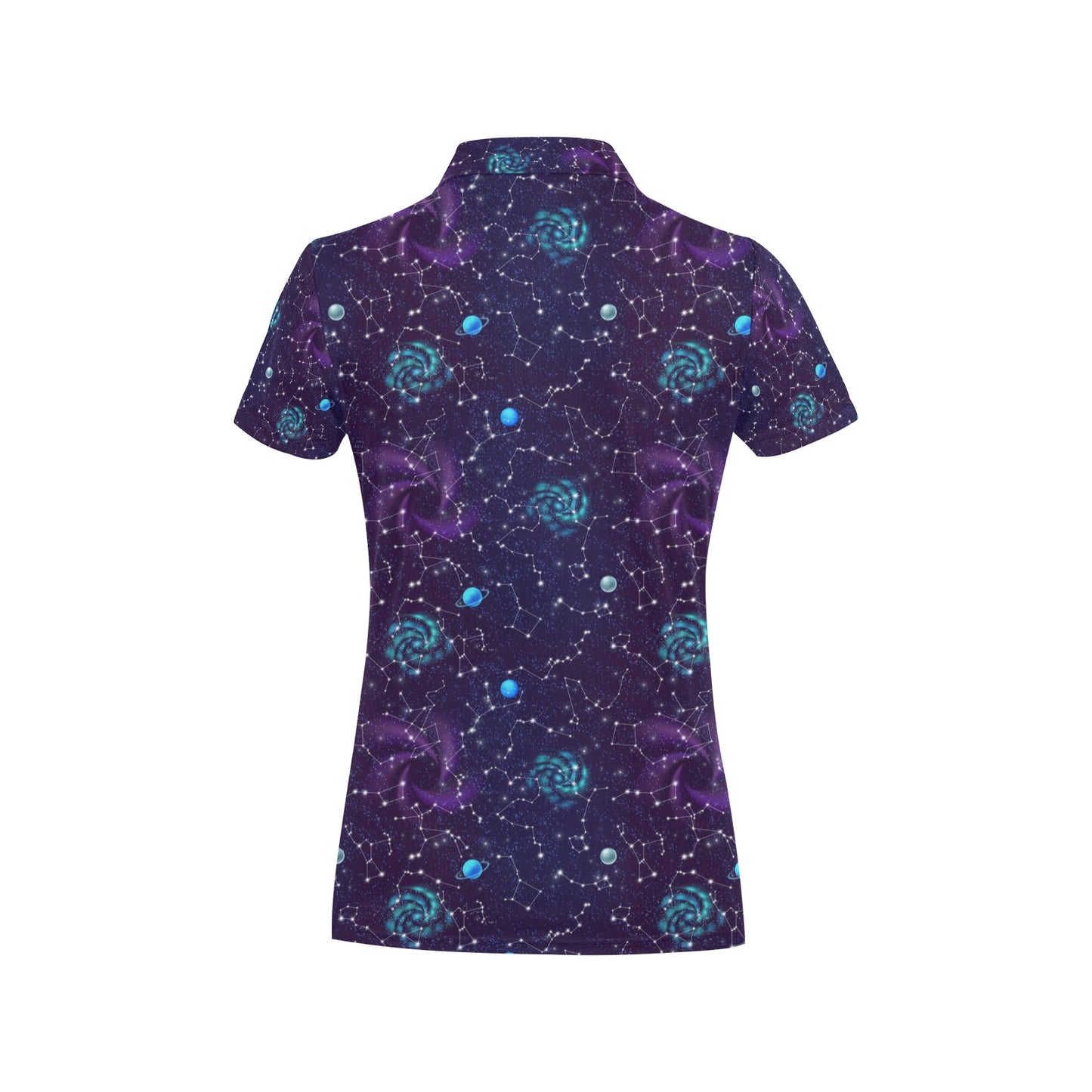 Zodiac Galaxy Design Print Women's Polo Shirt
