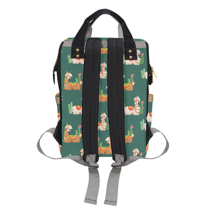 Llama Cactus Pattern Print Design 07 Diaper Bag Backpack