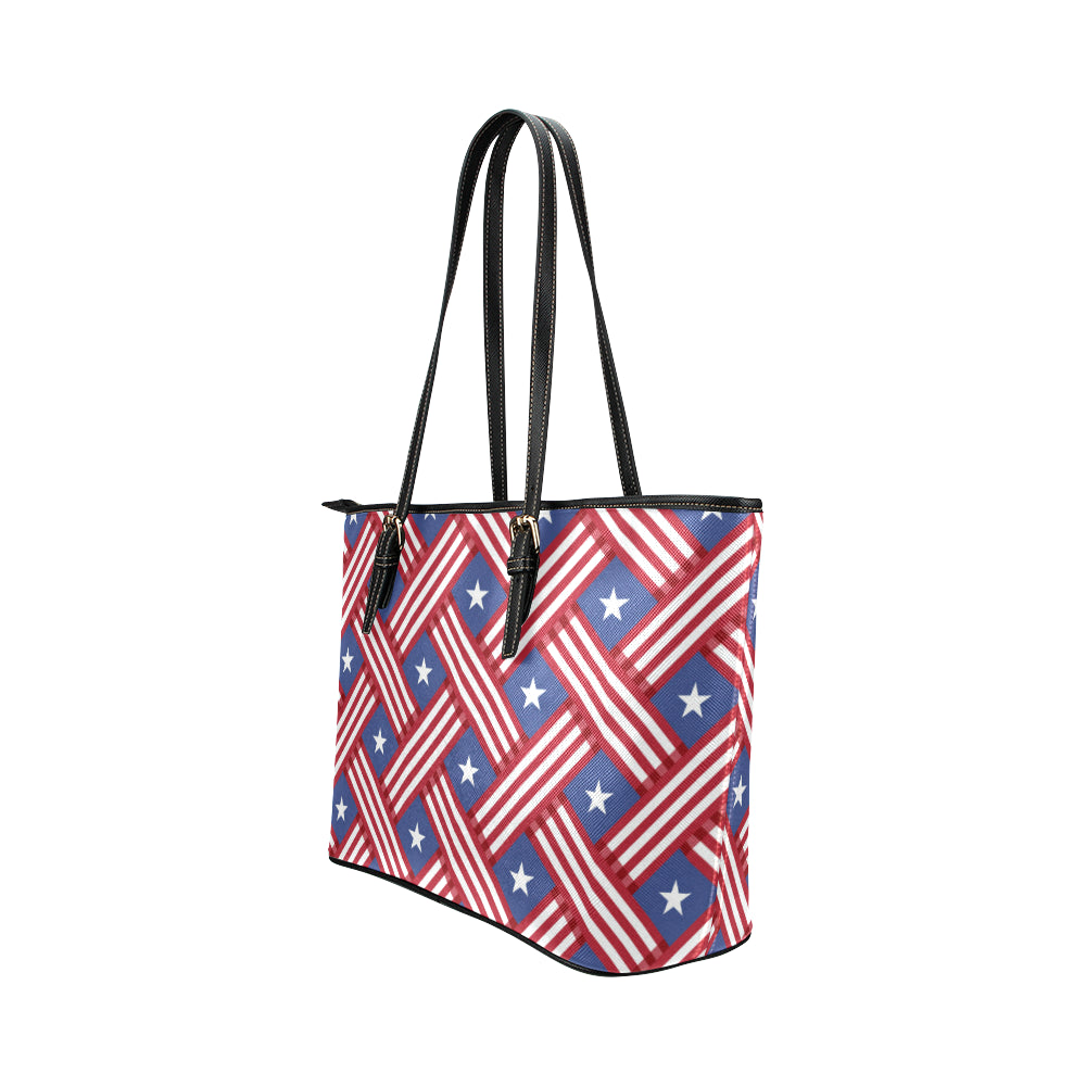American flag Pattern Leather Tote Bag