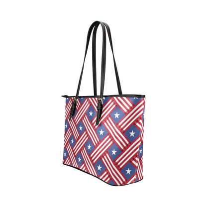 American flag Pattern Leather Tote Bag