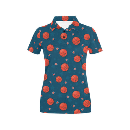 Basketball Pattern Print Design 02 Women's Polo Shirt