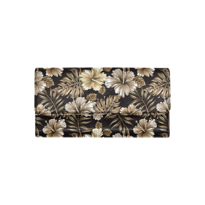 Brown Hibiscus Tropical Women's Trifold Wallet
