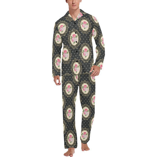 Rose Pattern Print Design RO015 Men's Long Pajama Set