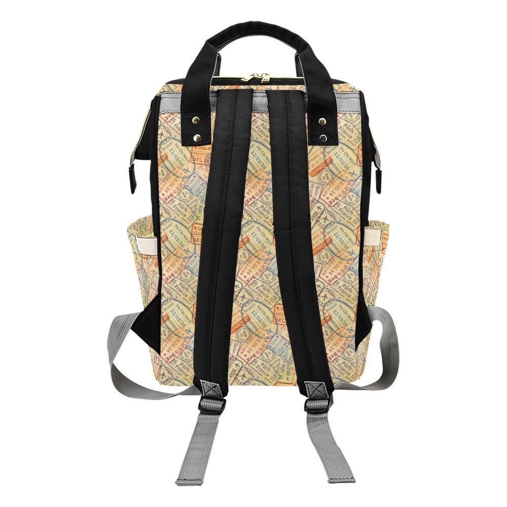 Travel Stamp Print Design LKS302 Diaper Bag Backpack
