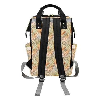 Travel Stamp Print Design LKS302 Diaper Bag Backpack