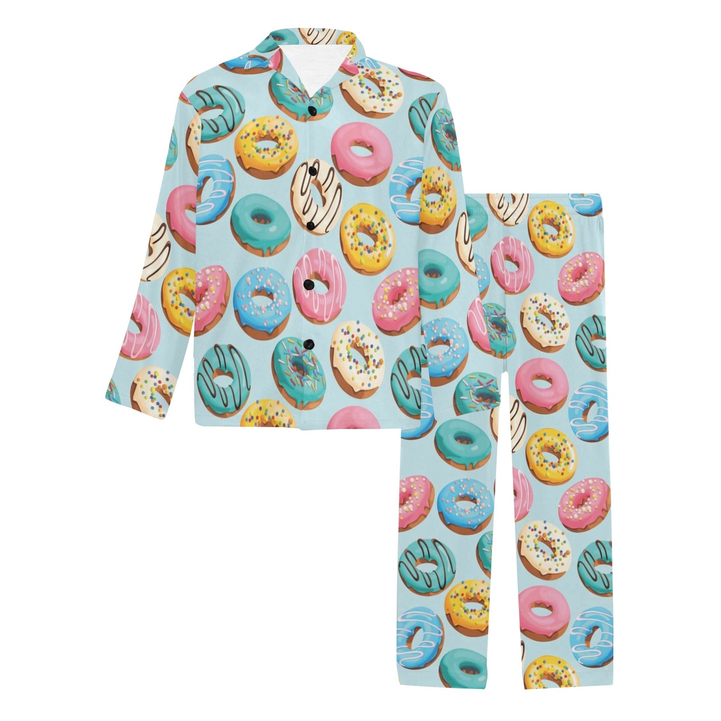 Donut Pattern Print Design DN05 Men's Long Pajama Set