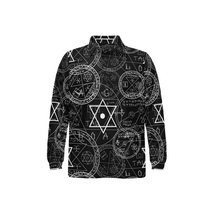 Pentagram Pattern Print Design A01 Long Sleeve Polo Shirt For Men's